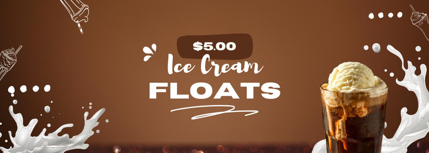 All day Sunday, $5 ice cream floats