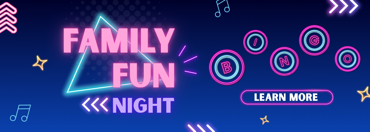 Family Fun Night. Every Sunday starting at 5PM. Bingo & Singo cards provided at no charge.